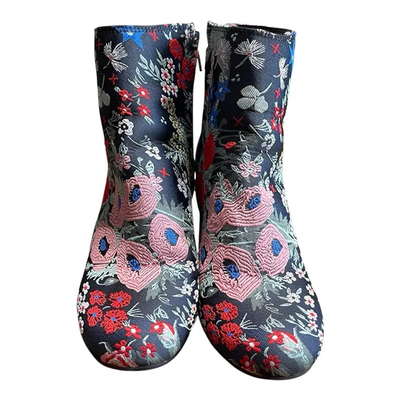 Zigi Soho Nydia Ankle Booties Boots Womens Size 6 Black Multi Floral Side Zipper - Picture 2 of 6